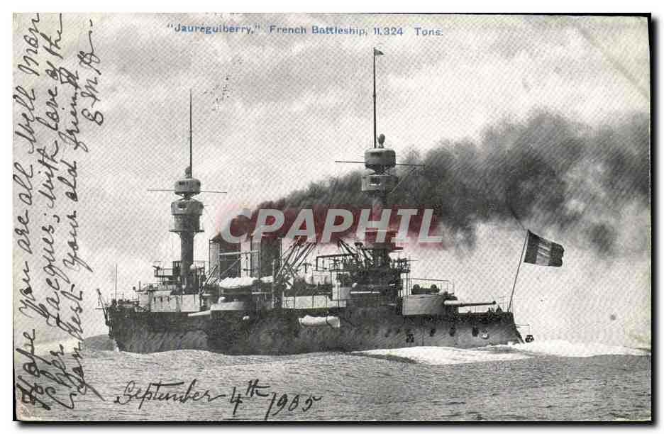 CPA Bateau Guerre Jaureguiberry French Battleship