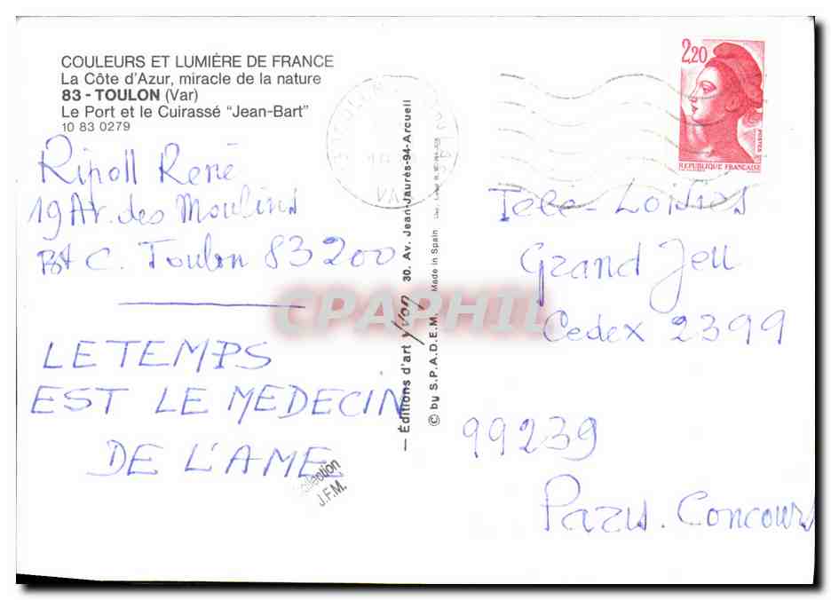 Le Port et le Cuirassé "Jean-Bart" — Toulon — Éditions d'Art Lyon — Reverso