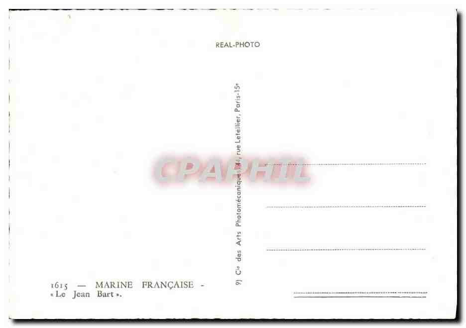 CPSM Bateau Guerre Marine Francaise Le Jean Bart — Verso