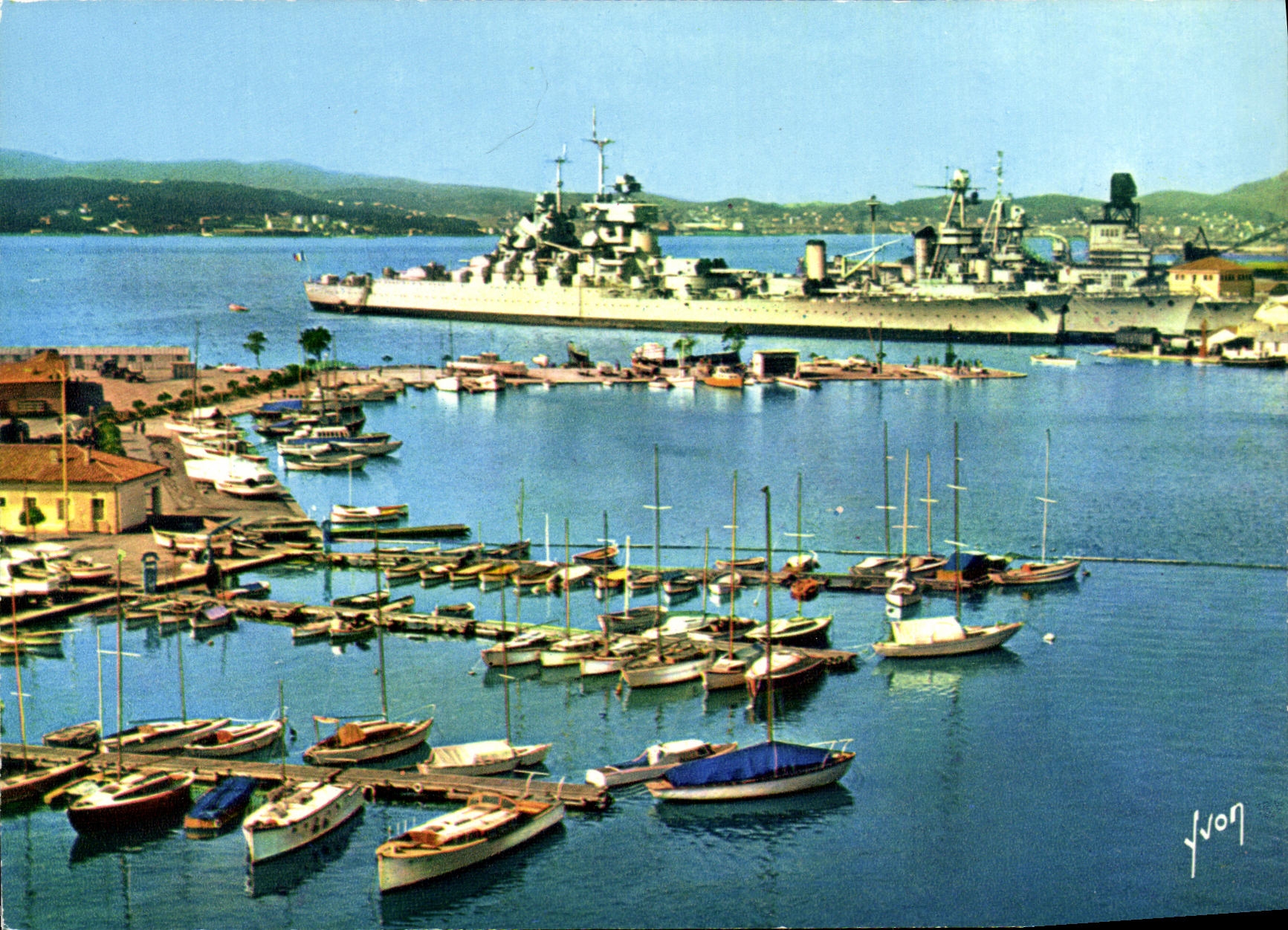 CPM Bateau Guerre Toulon La rade et Le Jean Bart