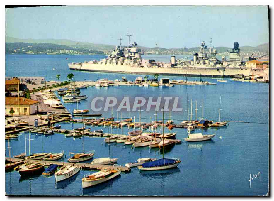 CPSM Bateau Toulon La rade et le Jean Bart