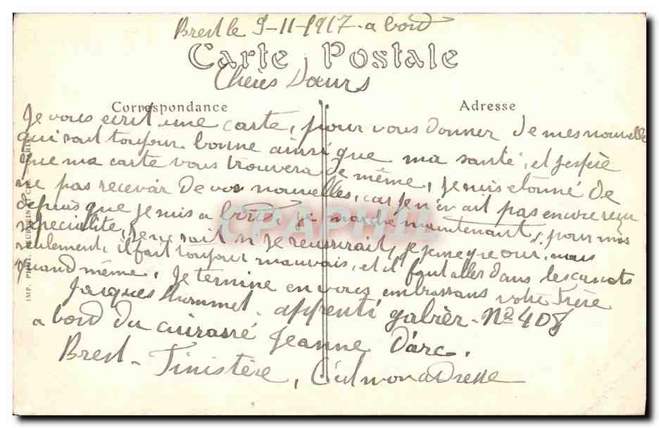 Marine Militaire — « Jeanne d'Arc », Croiseur cuirassé — ND. Phot. n°222 — Reverso