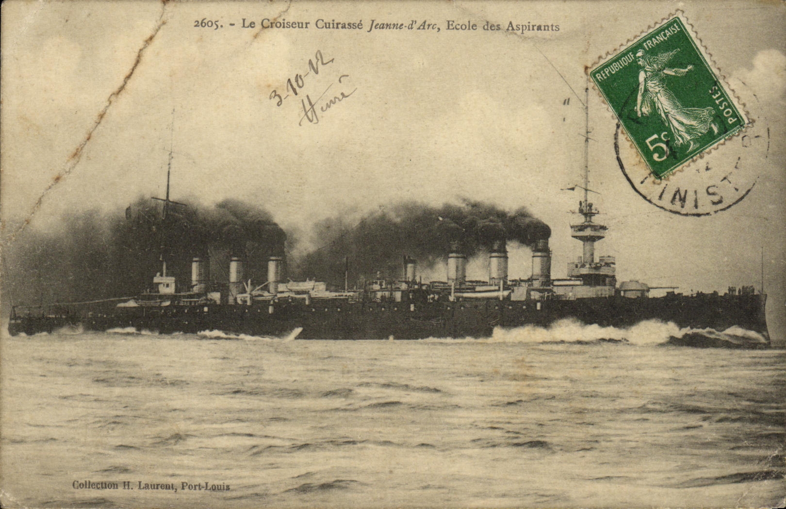 CPA Bateau Marine militaire Jeanne d arc Croiseur Cuirasse Ecole des aspirants