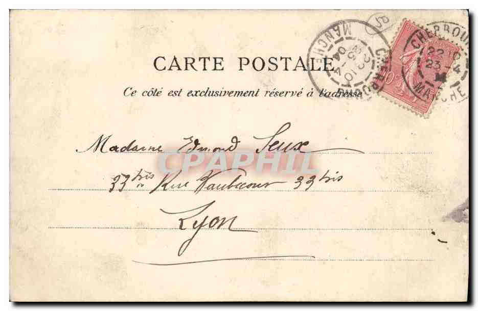 CPA Bateau Cherbourg Lancement du croiseur Jules Ferry Vue prise en mer  — Verso