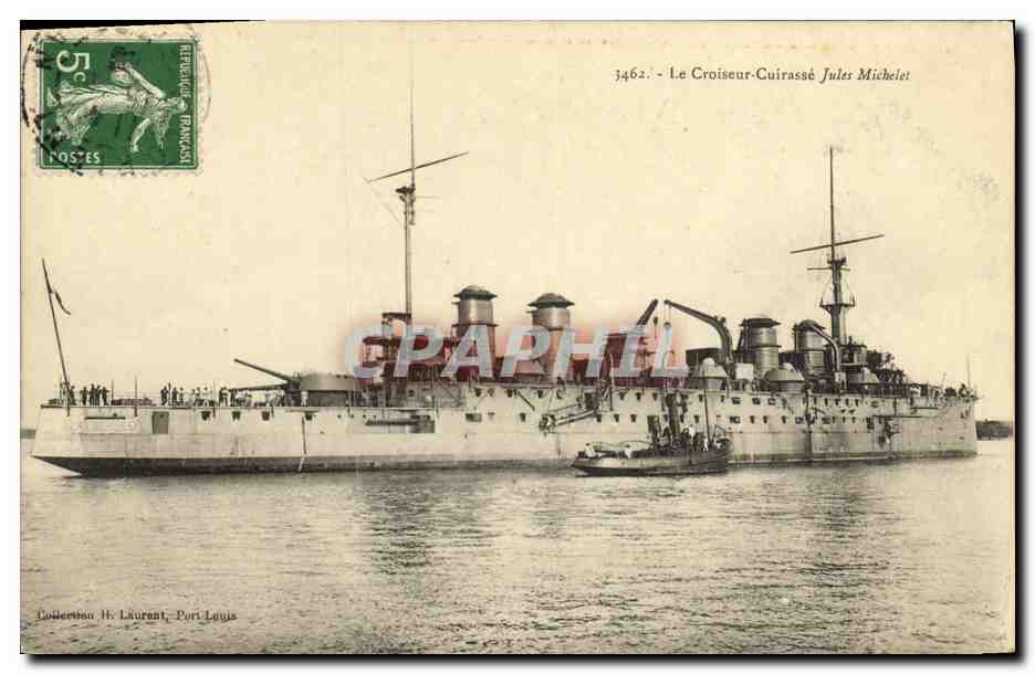 Le Croiseur-Cuirassé Jules Michelet — Collection H. Laurent, Port Louis