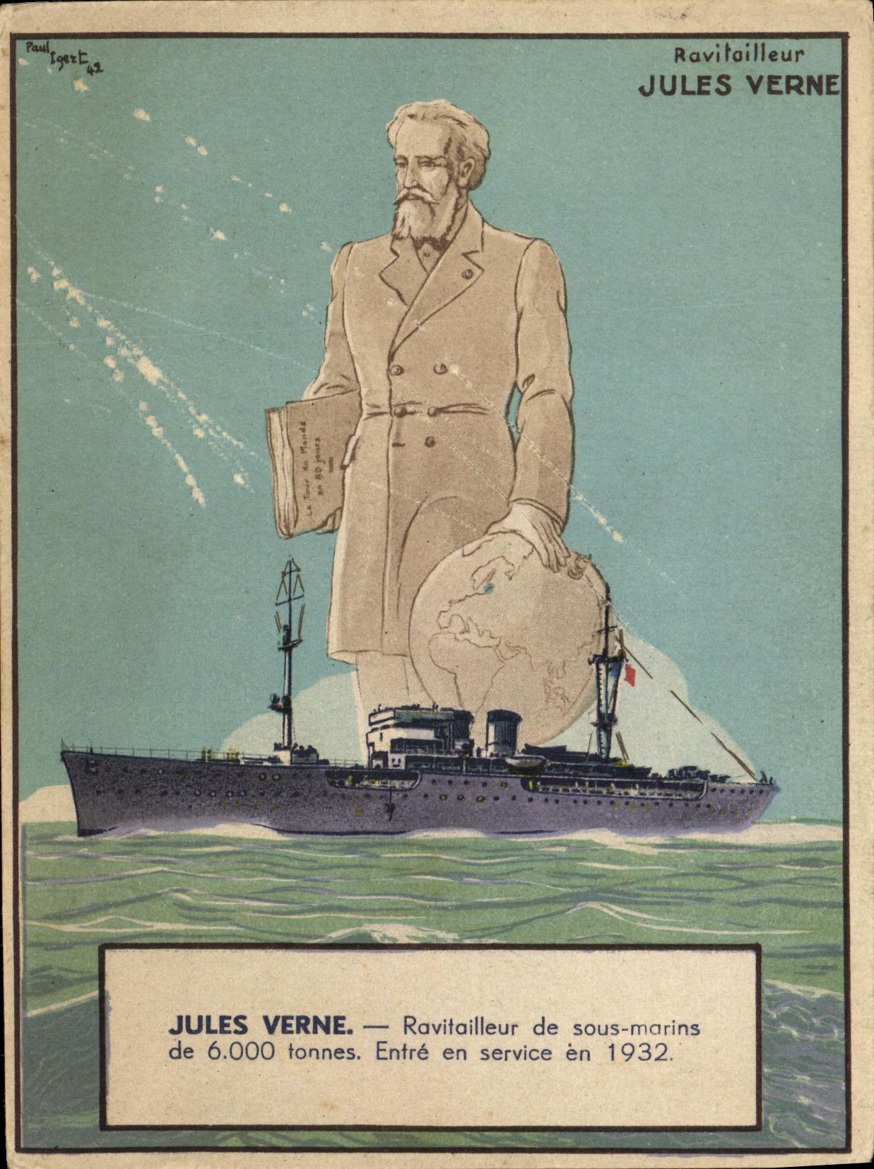 CPSM Bateau Jules VErne Ravitailleur de sous marins