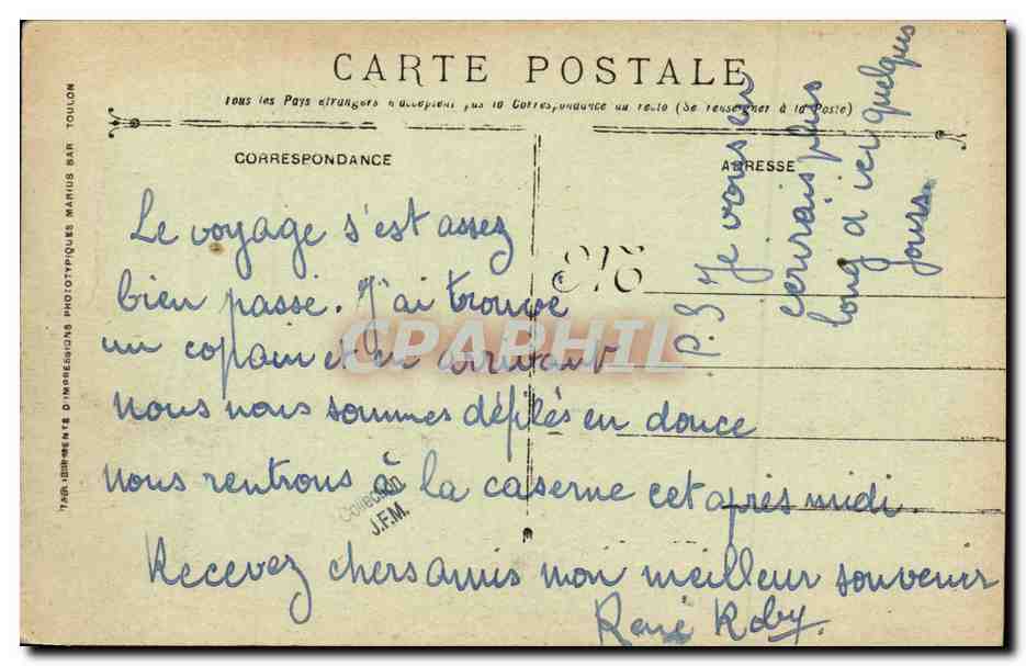 Justice — Bâtiment École des Timoniers — Marine Militaire Française — Verso