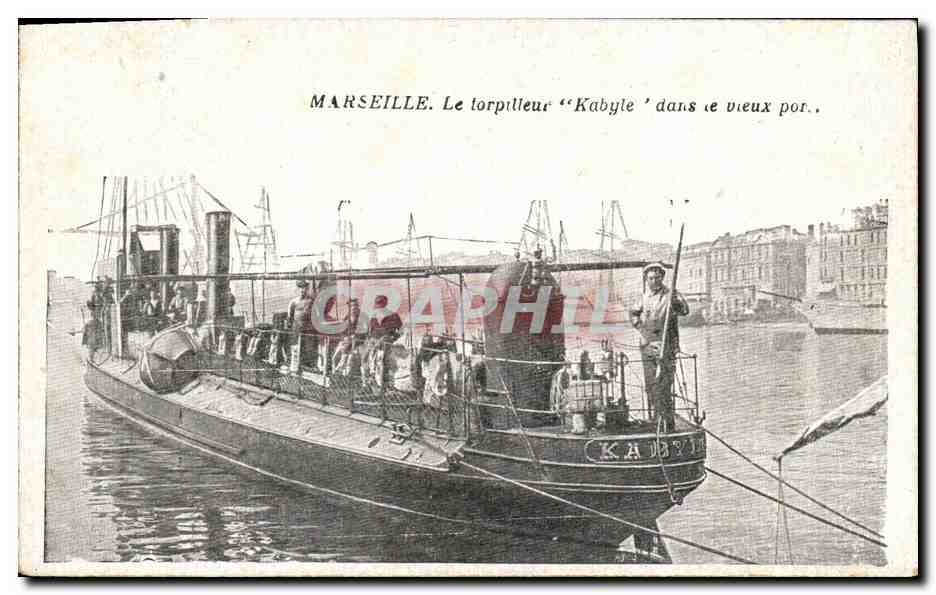 CPA Bateau Marseille Torpilleur Kabyle dans le vieux port