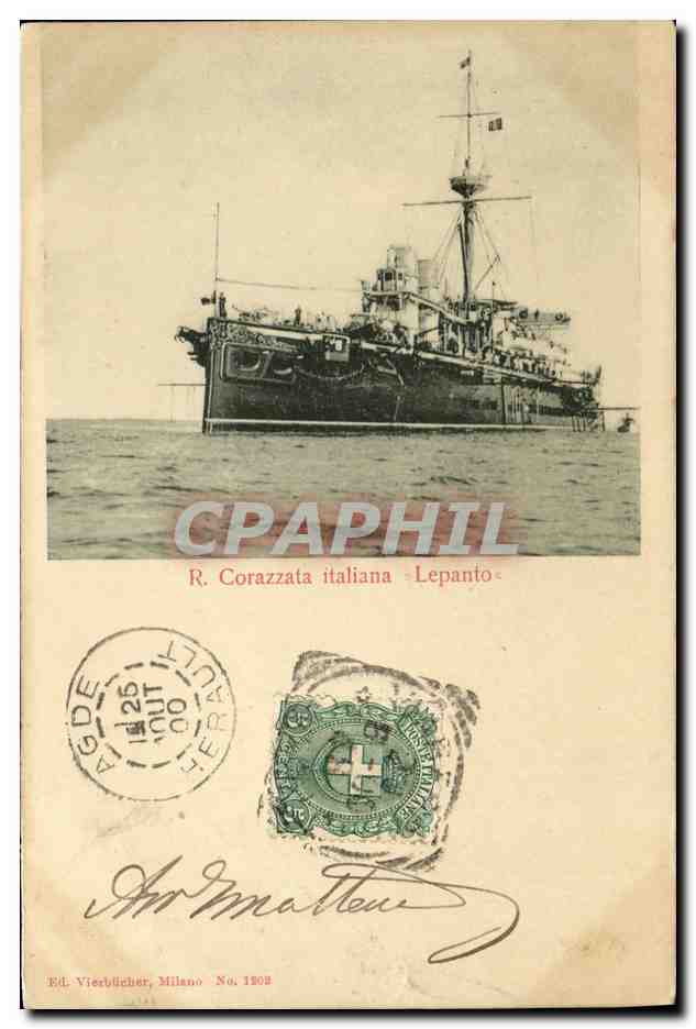 CPA Bateau R Corazza italiana Lepanto 