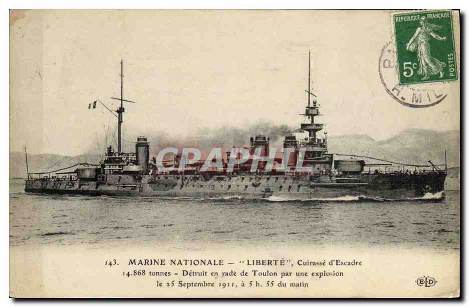 Cuirassé d'Escadre "Liberté" — Détroit en rade de Toulon par explosion — Marine Nationale, n°143