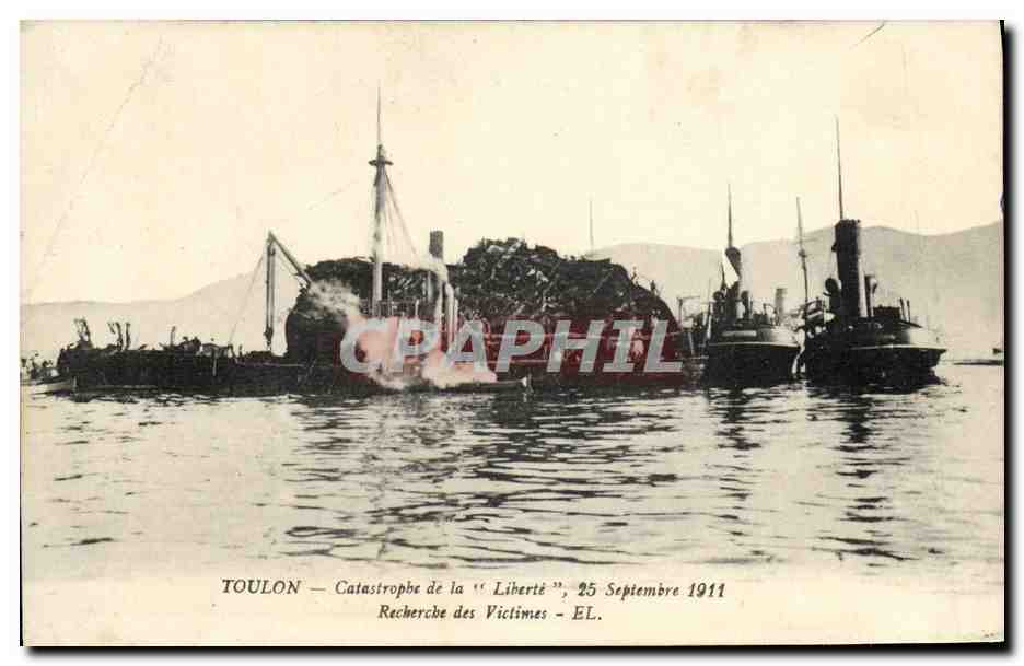 CPA Bateau Catastrophe du Liberte Toulon recherche des victimes 