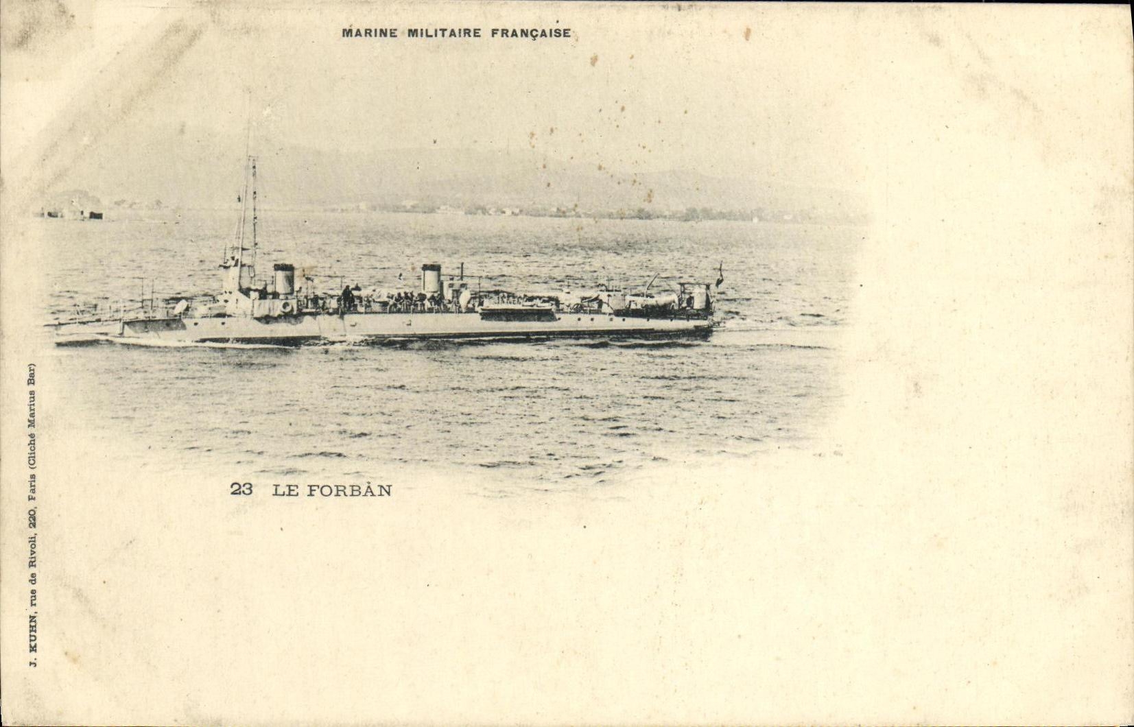 Le Forbán — Corvette de la Marine Militaire Française — J. KUTEN, Paris - Anverso