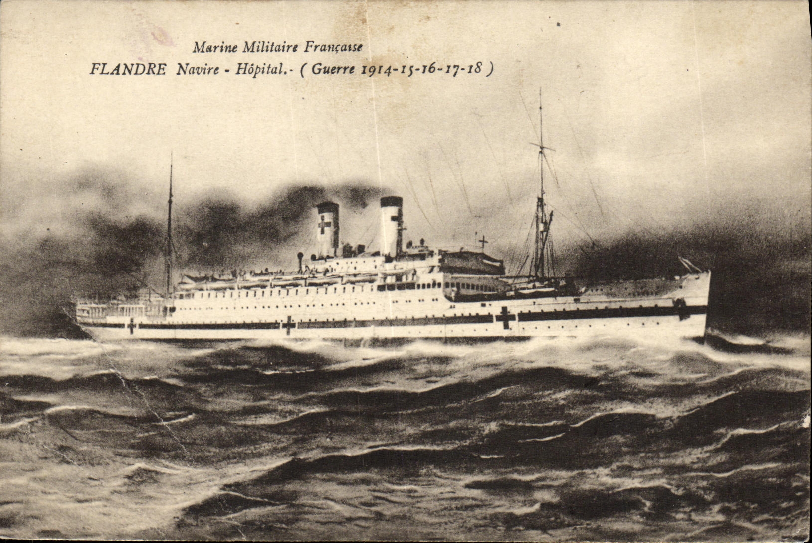 CPA Bateau Flandre Navore hopital Guerre 1914 1918