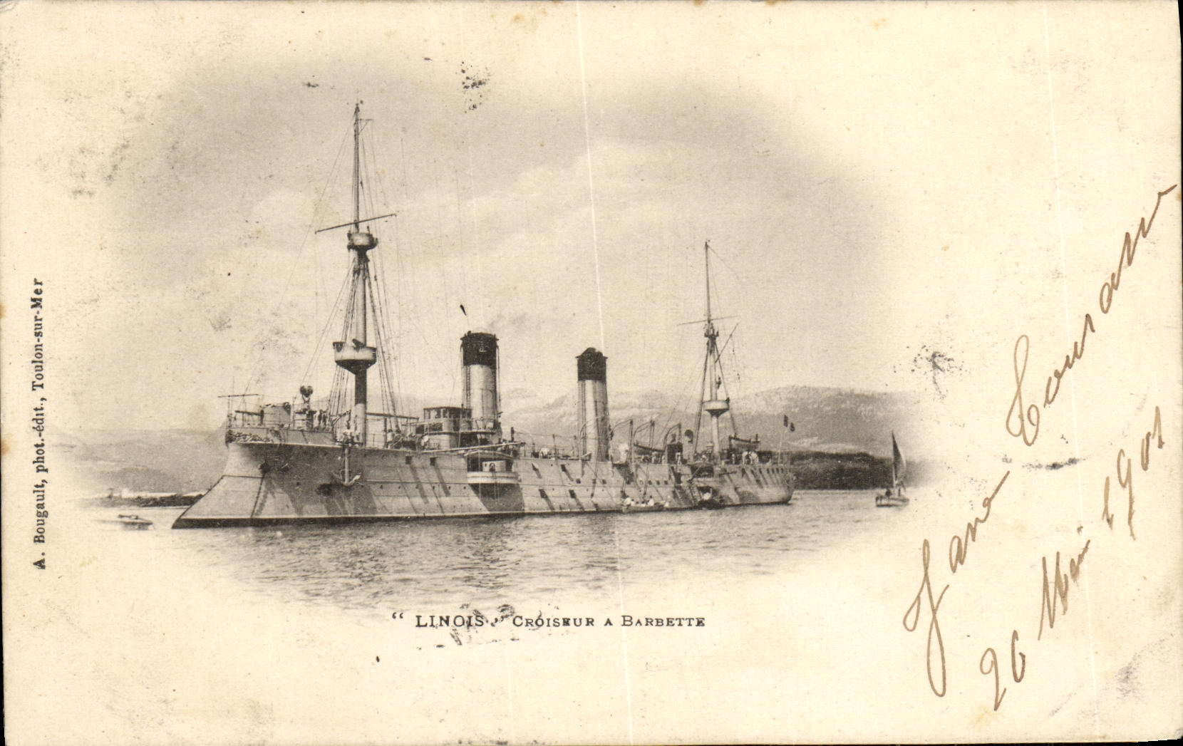 CPA Bateau Linois Croiseur et barbette
