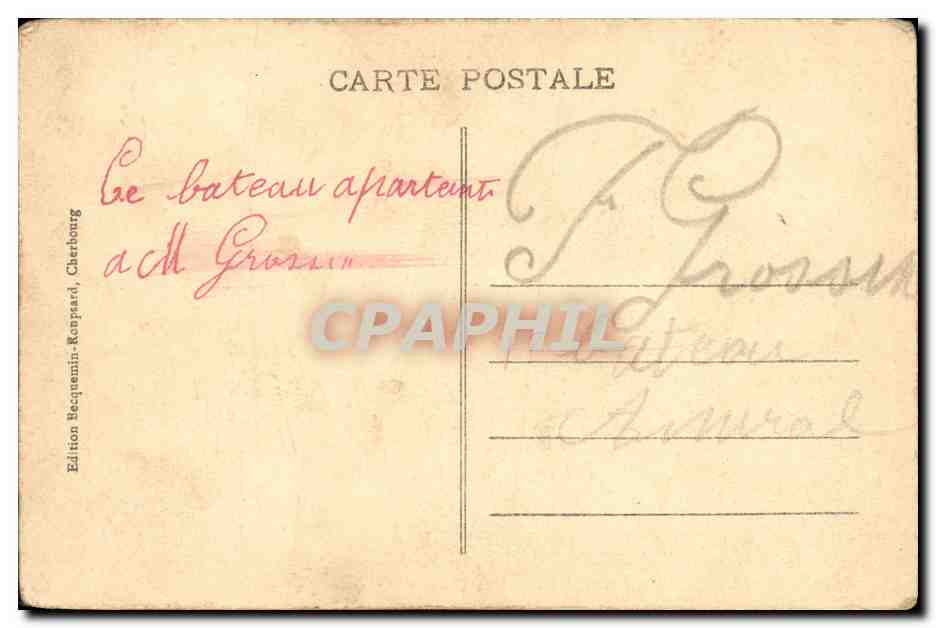 CPA Bateau Cherbourg La cuirasse Lorraine  — Verso