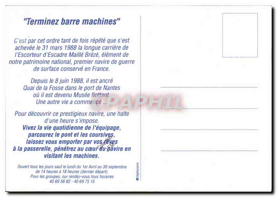 CPM Bateau Maille Breze — Verso