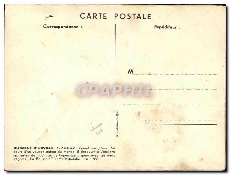 CPA Bateau Aviso colonial Dumont d Urville — Verso