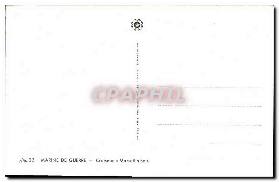 CPSM Bateau Croiseur Marseillaise — Verso
