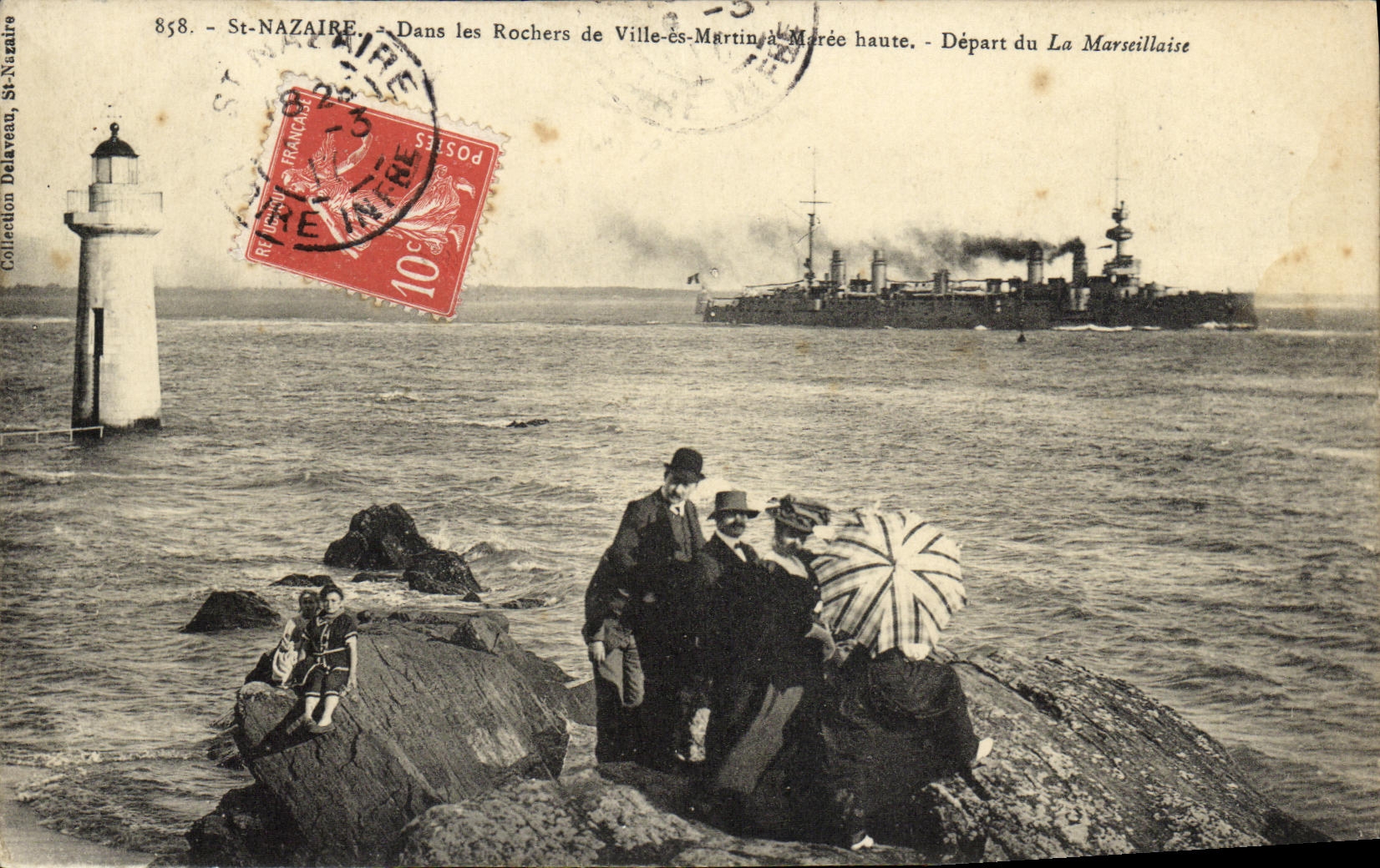 St-Nazaire — En los Rochers de Ville-ès-Martin durante la marea alta — Salida de la La Maréillaise