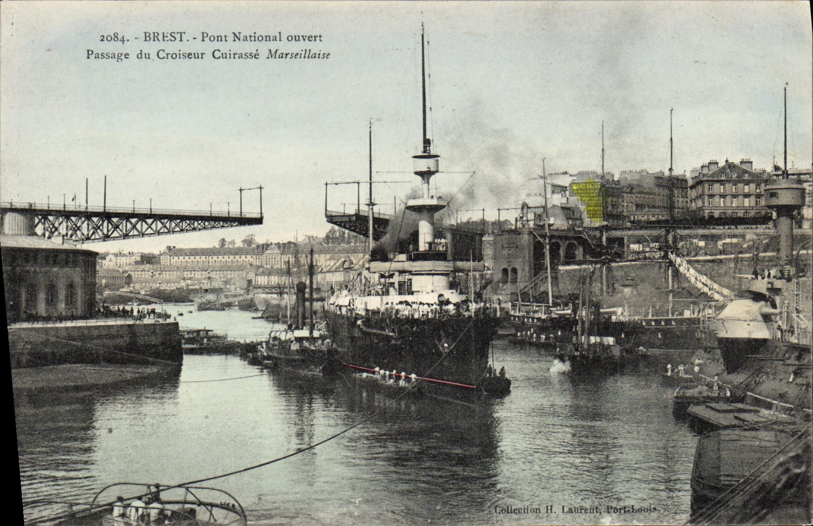 BREST - Pont National ouvert - Passage du Croiseur Cuirassé Marseille