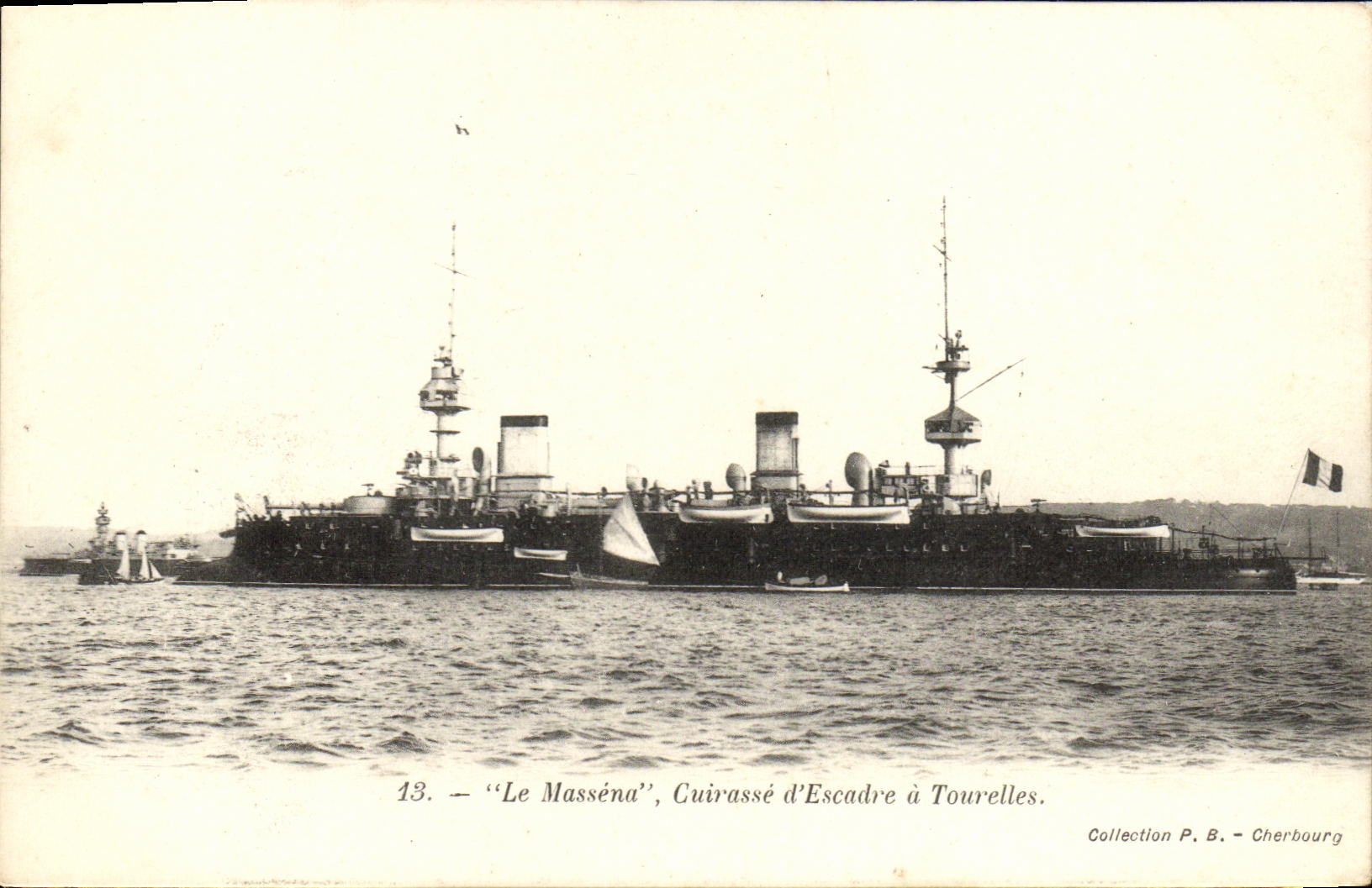 Le Masséna — Cuirassé d'Escadre à Tourelles — Collection P.B. - Cherbourg