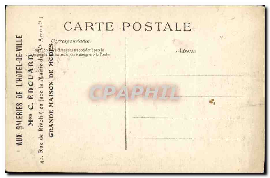 Défilé de la 2e Escadre devant le "Masséna" — Revue Navale de Toulon — Septembre 1911 — Éditeur E.D. — Verso