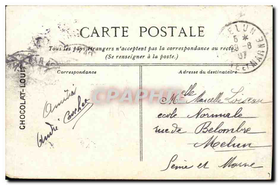Le cuirassé "MASSÉNA" — Éditeur pour le Chocolat-Louit — Verso