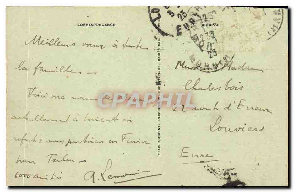 CPA Bateau Torpilleur d escadre Matelot Leblanc  — Verso