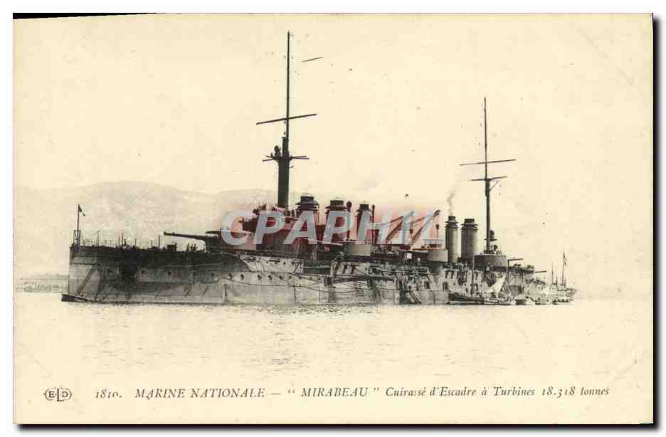 CPA Bateau Mirabeau Cuirasse d escadre a turbines 
