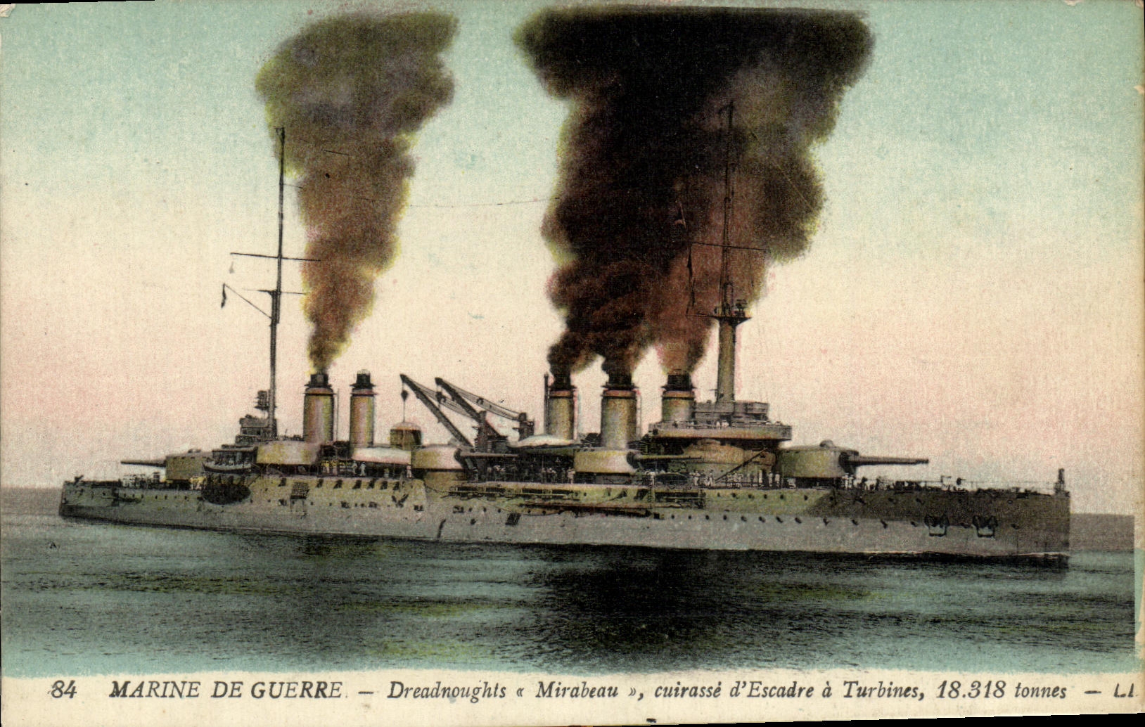 Dreadnought « Mirabeau » — cuirassé d'Escadre à Turbines, 18.318 tonnes — L.1