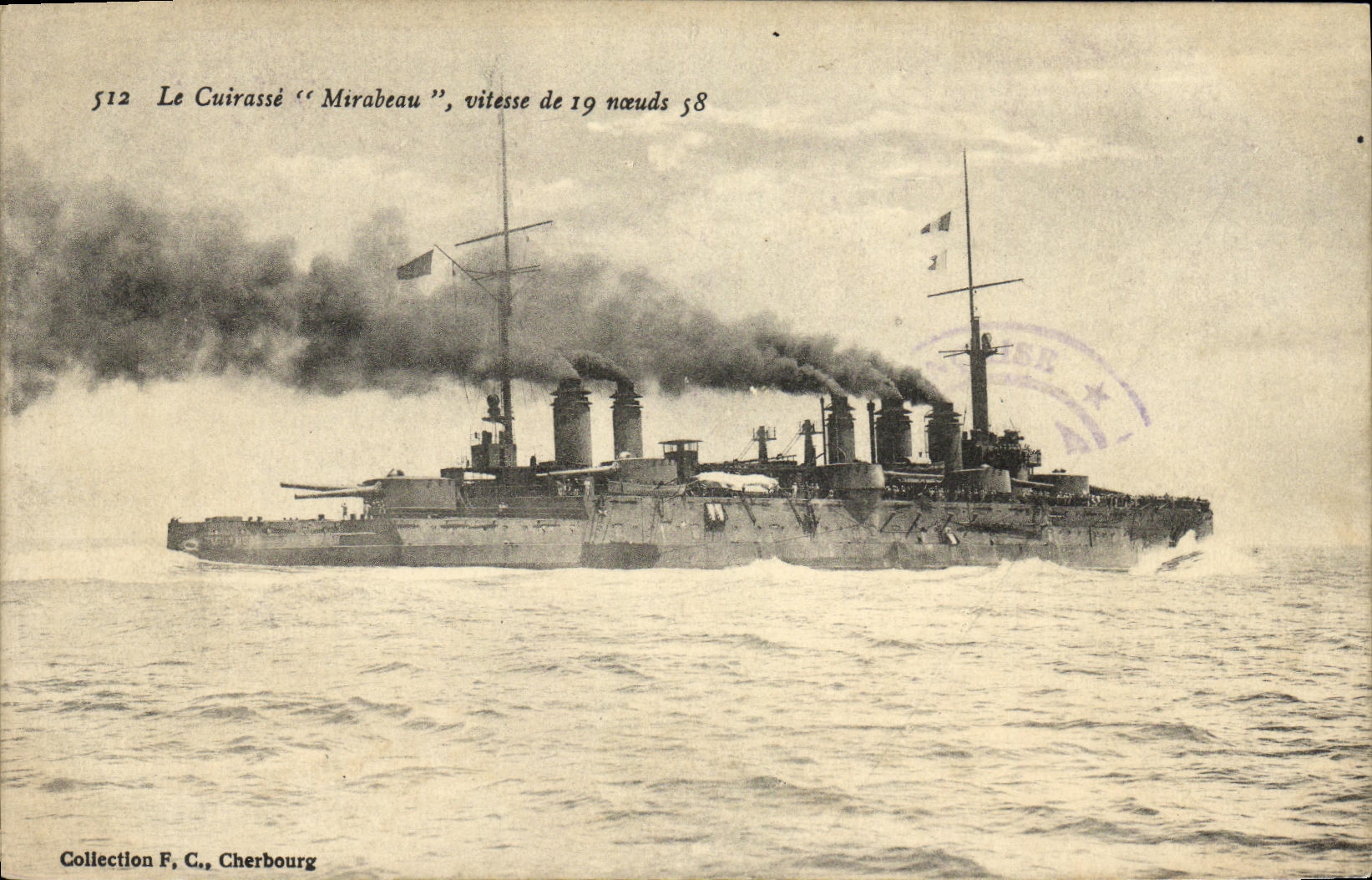 CPA Bateau Croiseur de 1ere classe Mirabeau