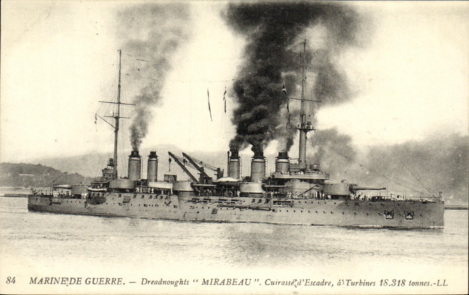 CPA Bateau Dreadnoughts Mirabeau Cuirasse d escadre a turbines 