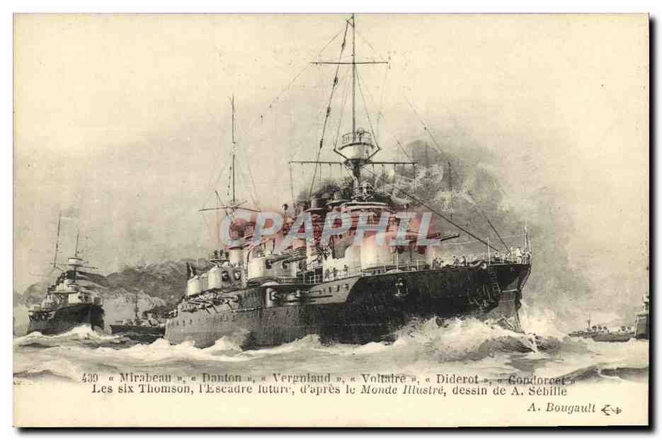 CPA Bateau Mirabeau Danton Vergniaud Voltaire Diderot Condorcet 