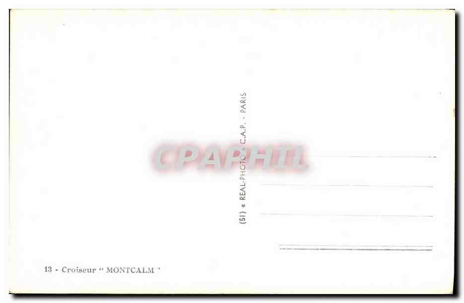 CPA Bateau Croiseur Montcalm — Verso