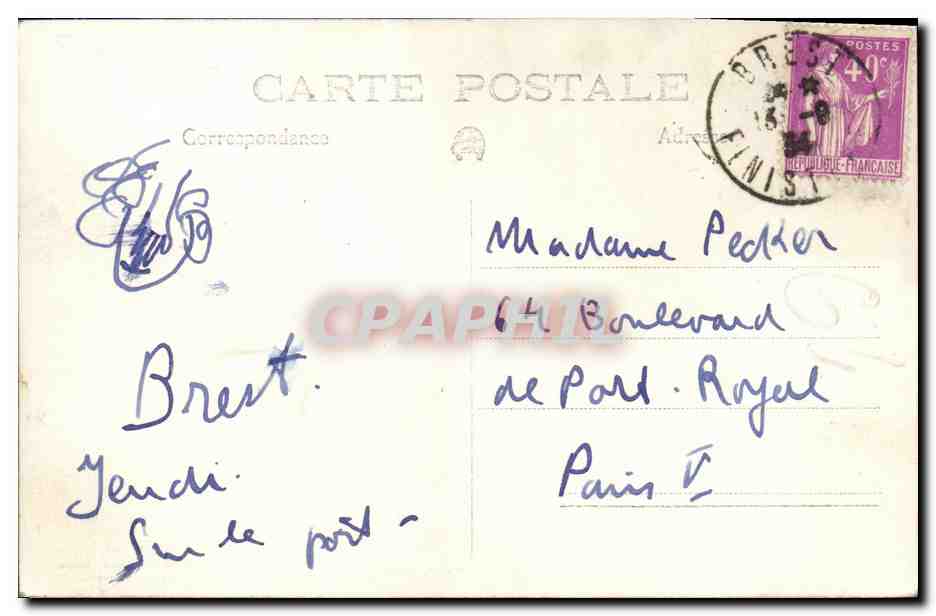 CPA Bateau Croiseur Montcalm — Verso