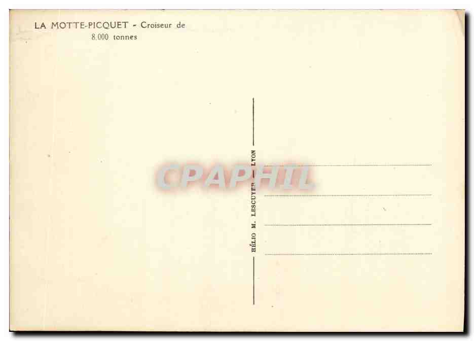 CPA Bateau La motte Picquet Croiseur de 8000 tonnes — Verso