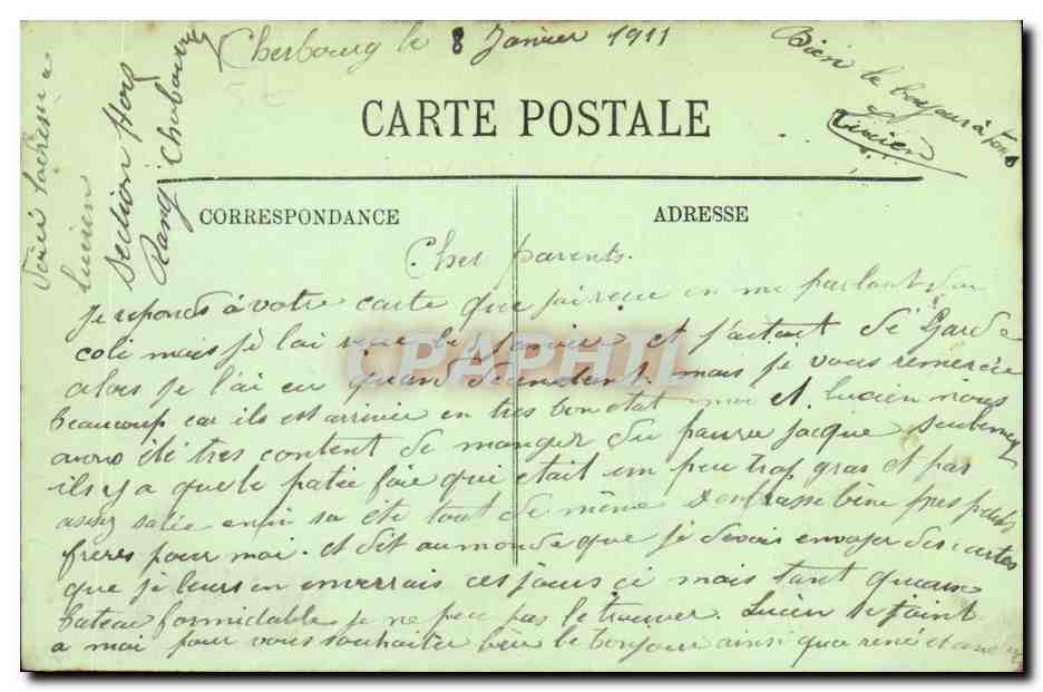 Le Cuirassé Américain "New Hampshire" en rade de Cherbourg — éditeur non visible, n° de série non lisible — Reverso