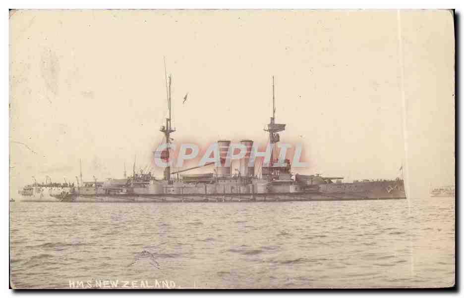 HMS New Zealand — Britse oorlogsschip — Antieke ansichtkaart