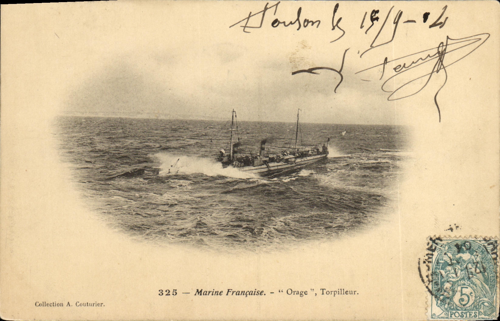 Marine Française — "Orage", Torpilleur — Collection A. Couturier, n°325 - Anverso