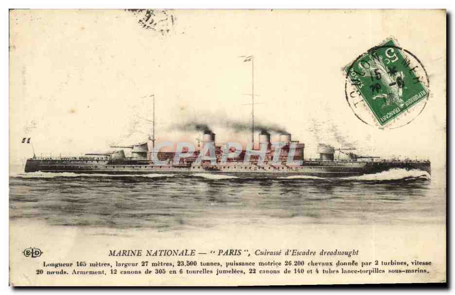 Marine nationale — "Paris" — Cuirassé d'Escadre dreadnought