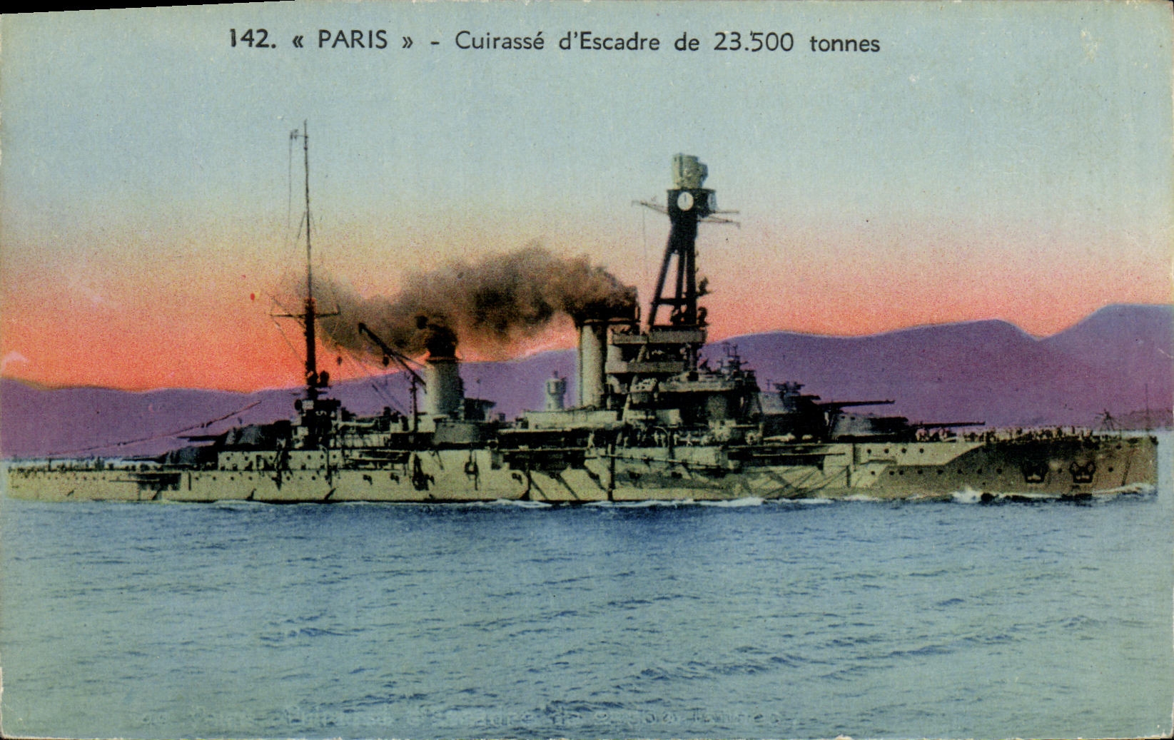 « PARIS » - Cuirassé d'Escadre de 23.500 tonnes — Éditeur Bouvet-Leblond-St-Hilaire, n° 142 - Anverso