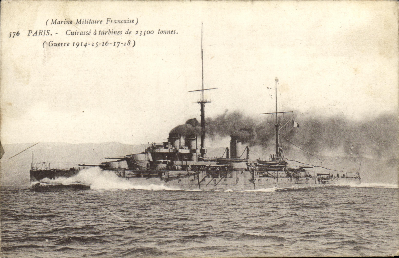 Cuirassé Paris — Marine Militaire Française — Éditeur Marius Bar, Toulon