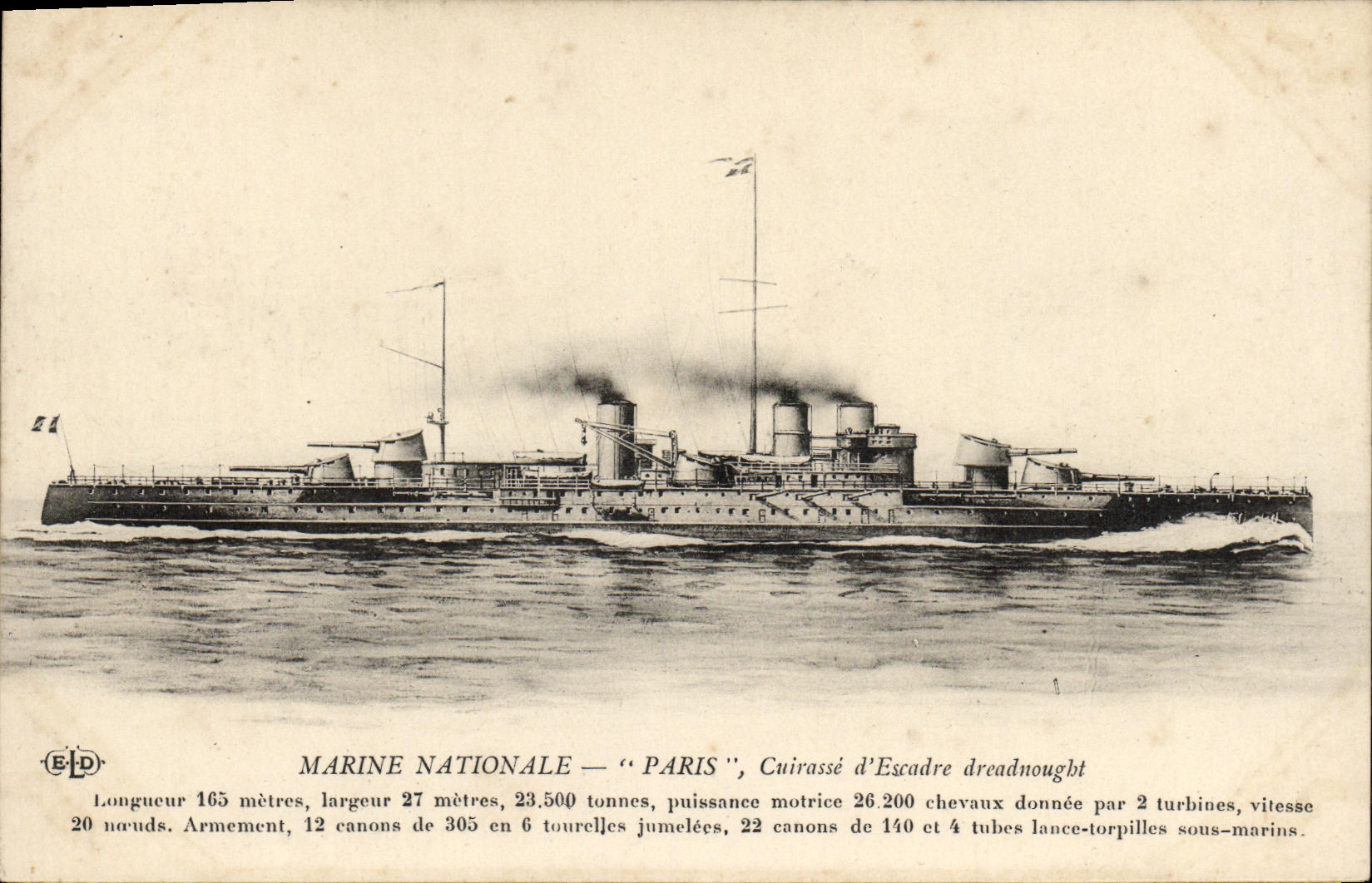 CPA Bateau Guerre Dreadnought Paris Cuirasse d escadre