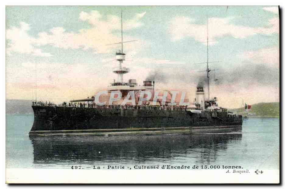 La Patrie — Cuirassé d'Escadre de 15.000 tonnes — A. Bougault, n° 497