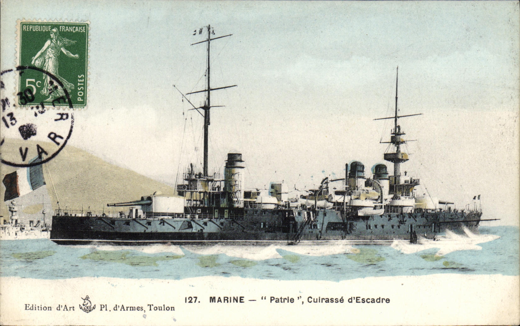 Marine — "Patrice", Cuirassé d'Escadre — Edition d'Art Pl. d'Armes, Toulon, n°127