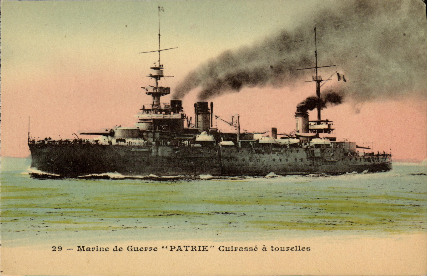 CPA Bateau Guerre La Patrie cuirasse a tourelles