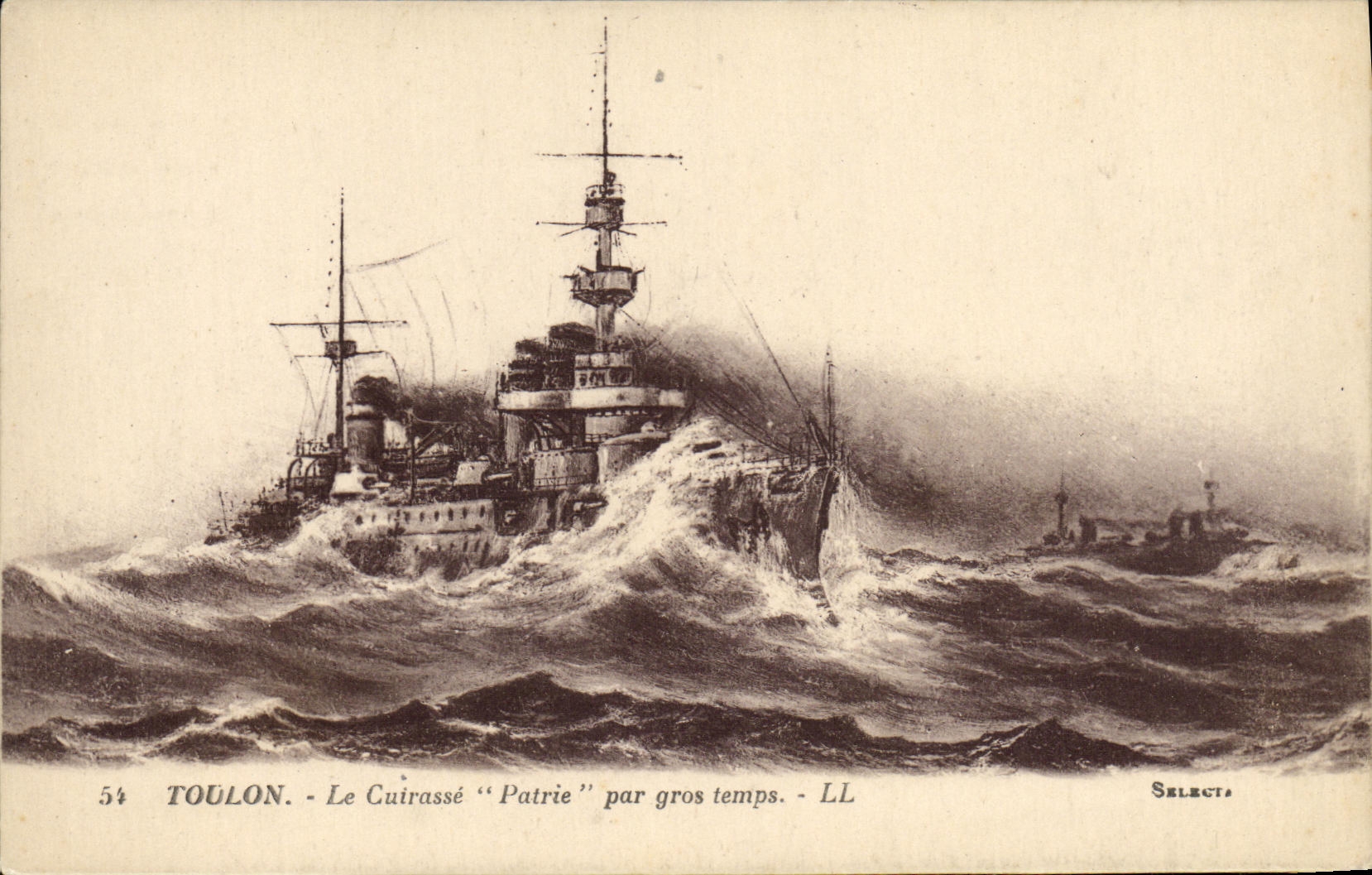 Toulon - Le Cuirassé "Patrie" par gros temps - Selecta