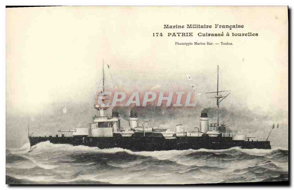 CPA Bateau Guerre La Patrie cuirasse a tourelles