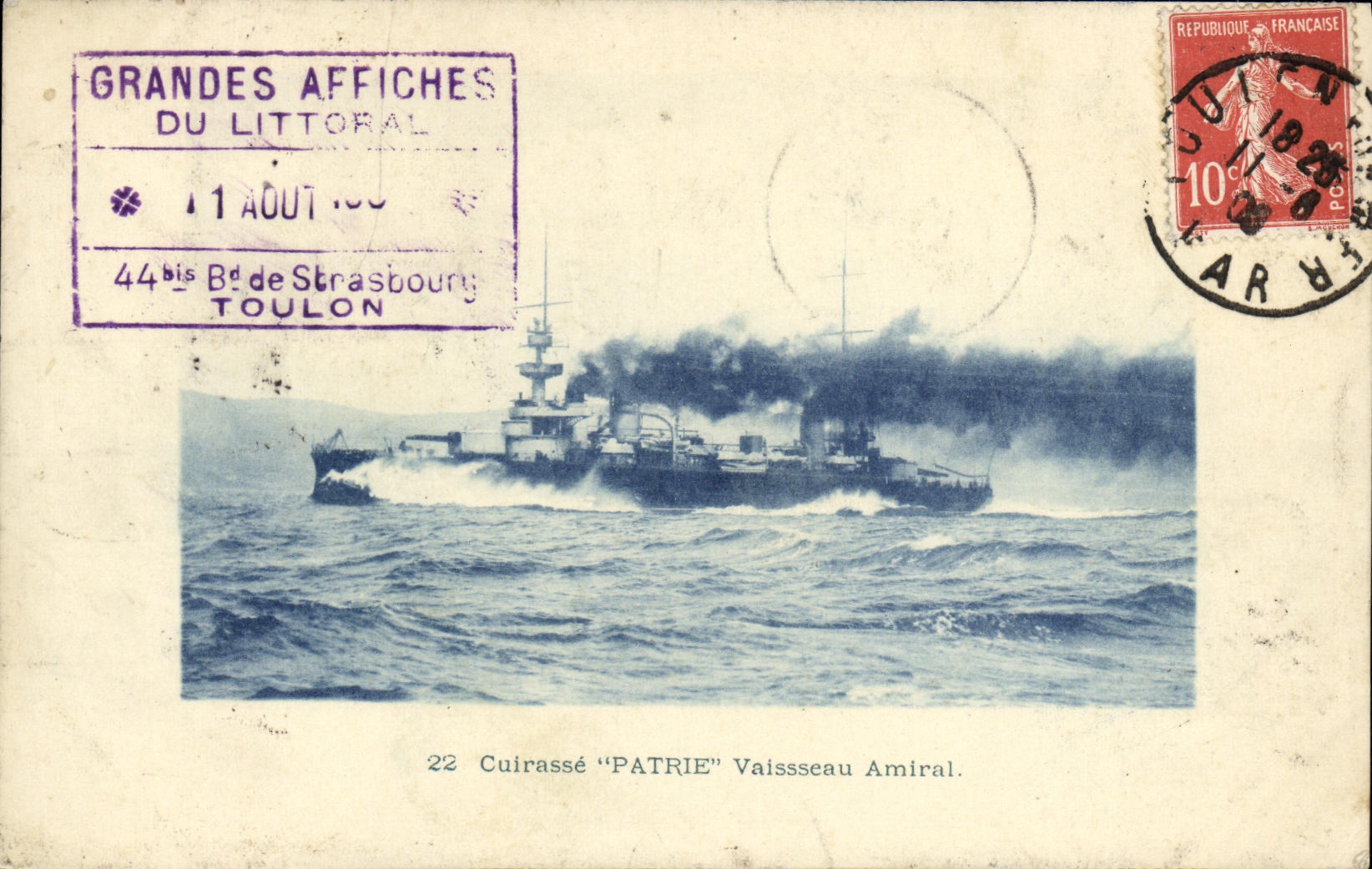 Cuirassé "PATRIE" — Vaissseau Amiral — Grande Affiches du Littoral, Toulon