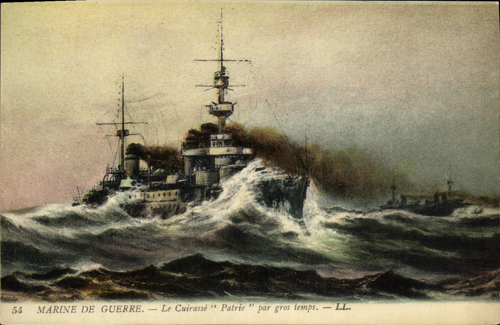 Marine de guerre — Le cuirassé "Patrie" par gros temps — LL. n°54